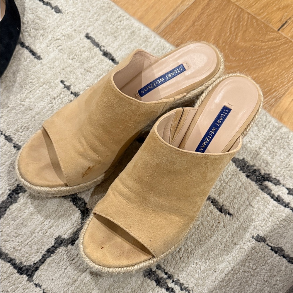 Stuart Weitzman Tan Espadrille Wedges